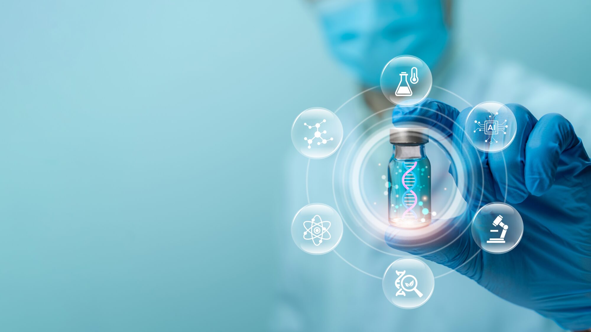 Science,Biotechnology,Dna,Concept.,Scientist,Holding,Medical,Testing,Tubes,Or